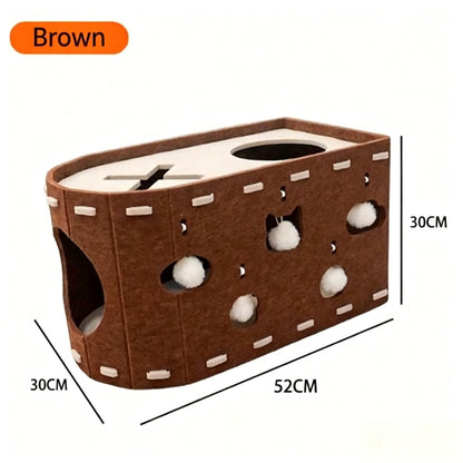 2-in-1 Cat Scratcher Bed Durable & Scratch-Proof All-Season Cat Bed with Self-Play Toy