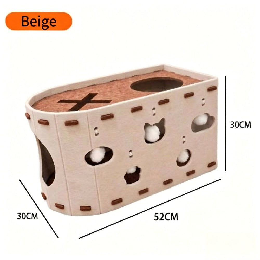 2-in-1 Cat Scratcher Bed Durable & Scratch-Proof All-Season Cat Bed with Self-Play Toy