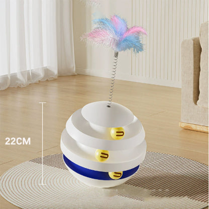 Cat turntable toy with feather—an interaction must-have for pets Bark&Paw Lab