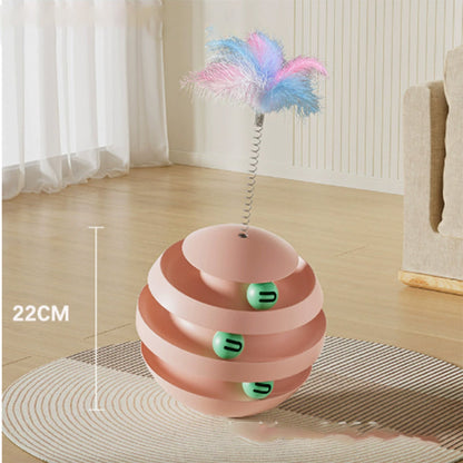Cat turntable toy with feather—an interaction must-have for pets Bark&Paw Lab