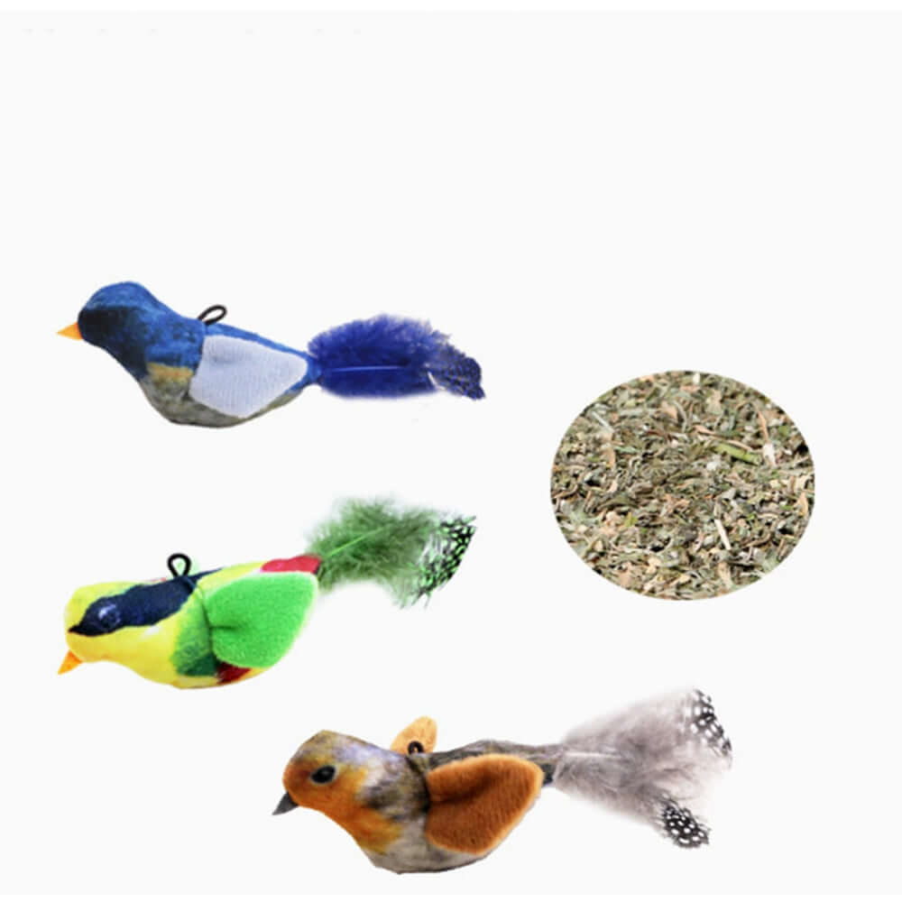 Sound-Producing Cat-Teasing Bird Toy Cross Border Bestseller Eco-Friendly Materials with Catnip Bark&Paw Lab