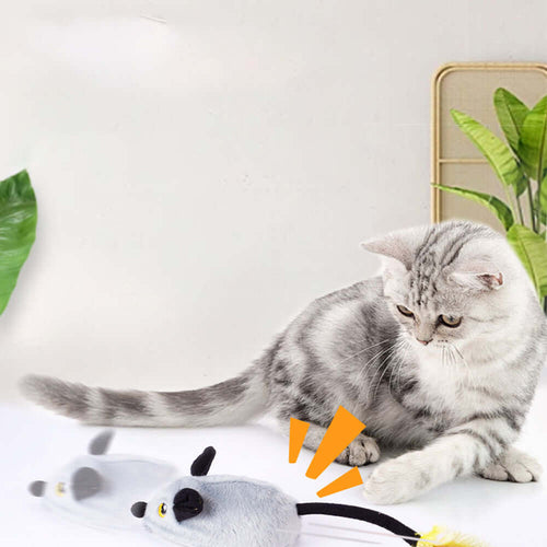 Automatic Sound-Producing Cat Teaser Interaction Mouse Toy