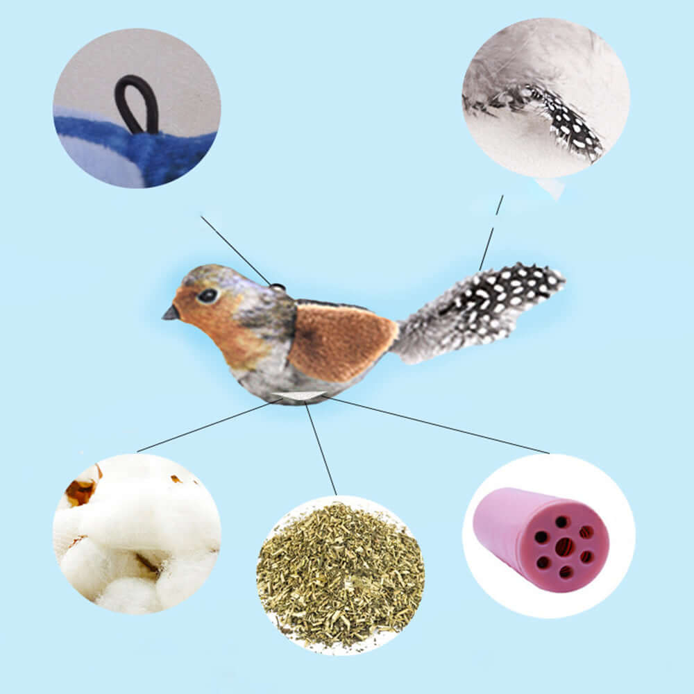 Sound-Producing Cat-Teasing Bird Toy Cross Border Bestseller Eco-Friendly Materials with Catnip Bark&Paw Lab