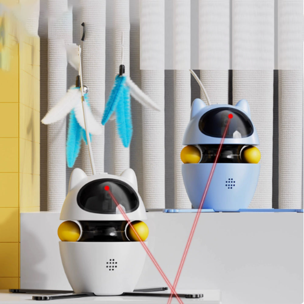 Smart electric cat interaction toy cat teaser with laser rotation