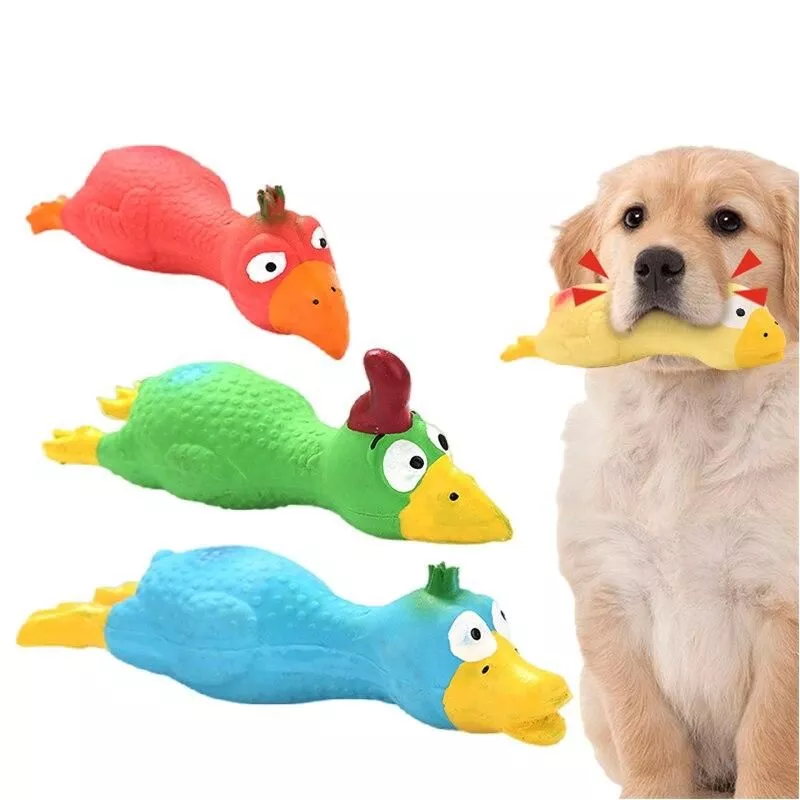 Colorful Latex Chicken Squeak Toy for Dogs and Cats Bark&Paw Lab