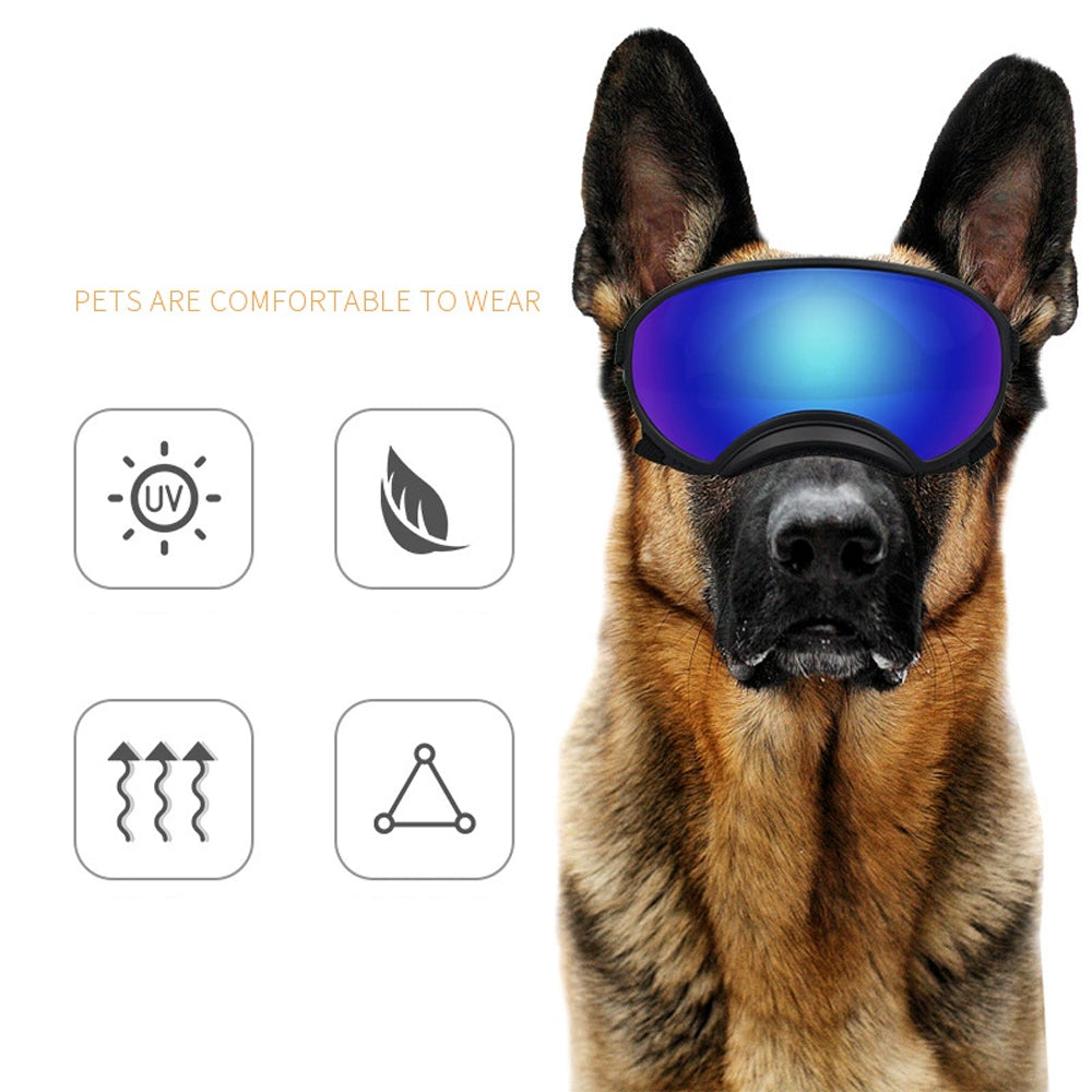 Pet Sunglasses for Dogs UV & Sand Protection Adjustable Strap Fit All Breeds