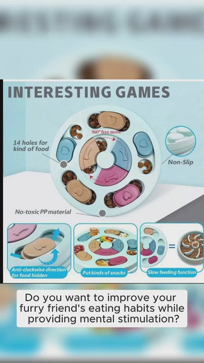 IQ Training Mental Enrichment Cat and Dog Treat Slow Feeeder Puzzle