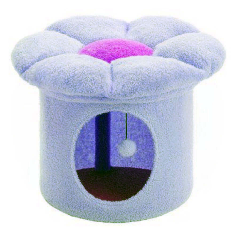 Cute Designed Soft Cat Beds Cozy Nests for Kitties in flower shape with soft fabric and playful hanging ball.